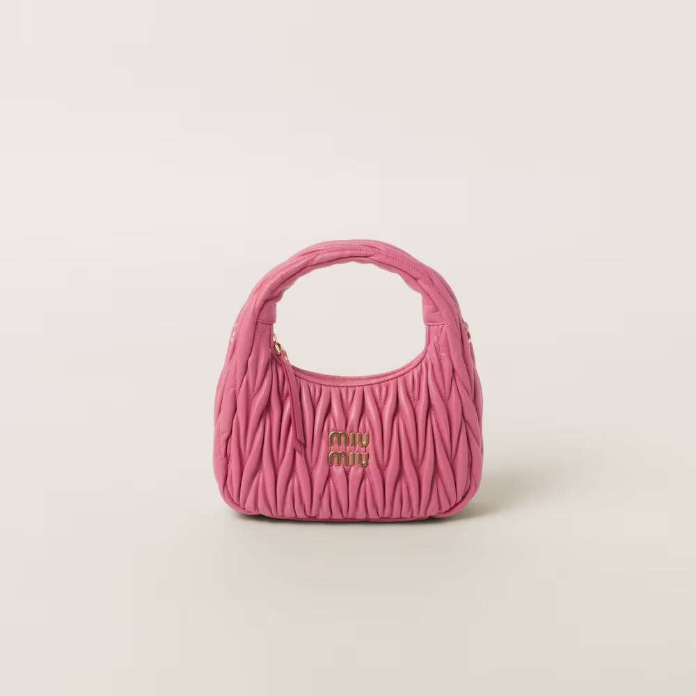 DM_20260106175428_001 Wander Matelassé Soft Lamb Nappa Small Crescent Moon Bag Peach Blossom Pink - Image 1