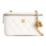 CHANEL VANITY BOX CLUTCH WITH CHAIN WHITE