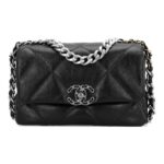 CHANEL 19 SILVER HARDWARE HANDBAG BLACK