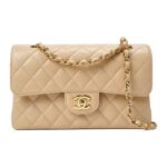 CHANEL GRAINED CALFSKIN CLASSI CHANDBAG APRICOT