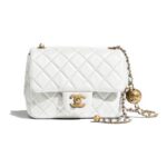 CHANEL FLAP BAG GOLD BALL WHITE