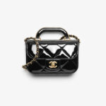 Chanel mini flap bag with top handle Metallic Mirror Calfskin & Gold-  Tone Metal